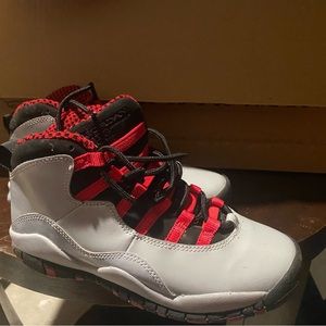 Air Jordan Retro 10 X Grey Black Red Sneaker, Youth Size 4